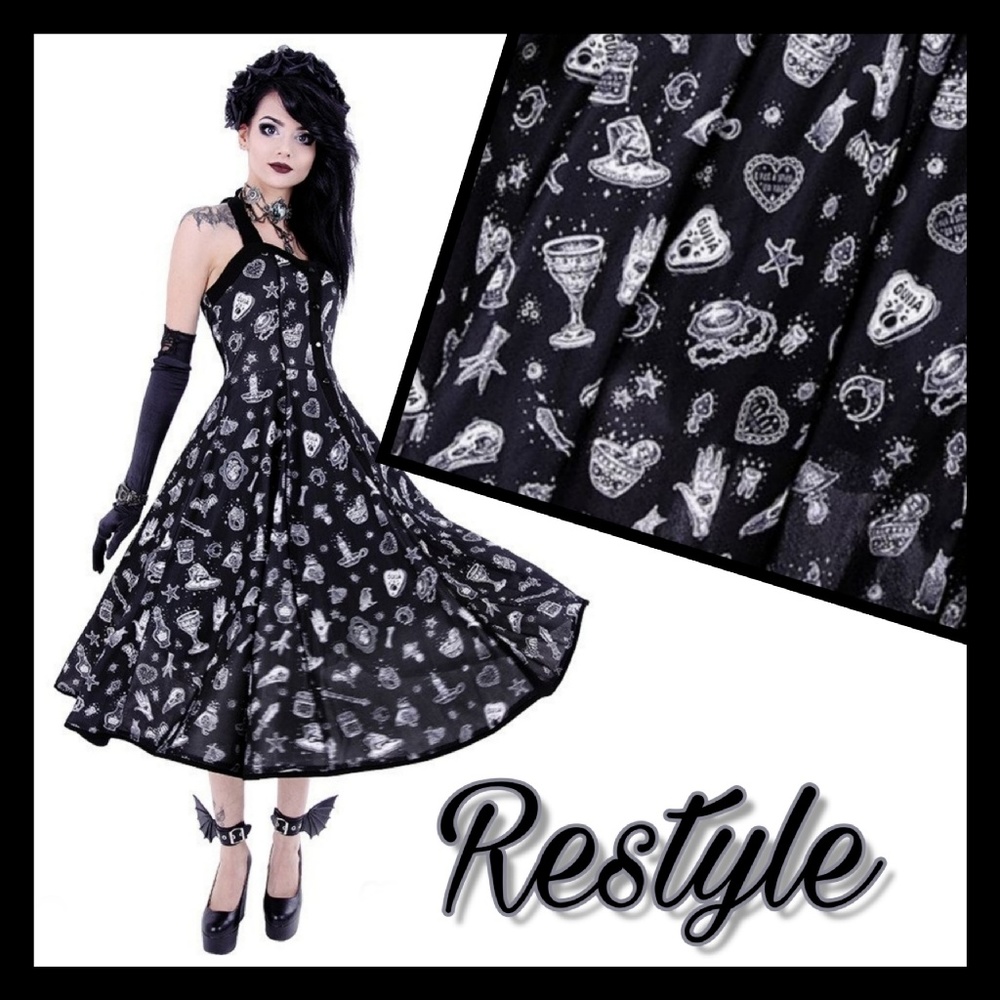 Nugoth magic print, 50' style "WITCHY DRESS" M & L - Picture 3 of 3